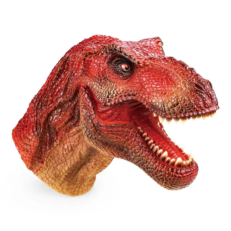 HKM-302867 Dinosaur Head Hand Puppet Toy for Kids Ages 2-4, Soft Latex Rubber Finger Play Companion