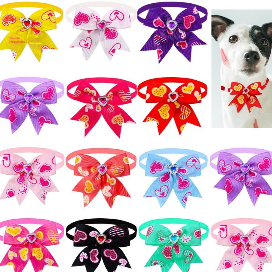 HKM-302995 Pet Love Candy Color Diamond Bow Tie for Pets - Polyester Spring & Autumn Accessory