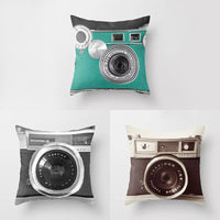 HKM-302995 Super Soft 3D Printing Camera Pillow Case - 45x45 cm Cushion Cover for Sofa & Bed