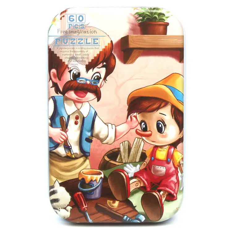 HKM-303059 60-Piece Wooden Jigsaw Puzzle Set Featuring Animal Cartoon Characters for Early Education