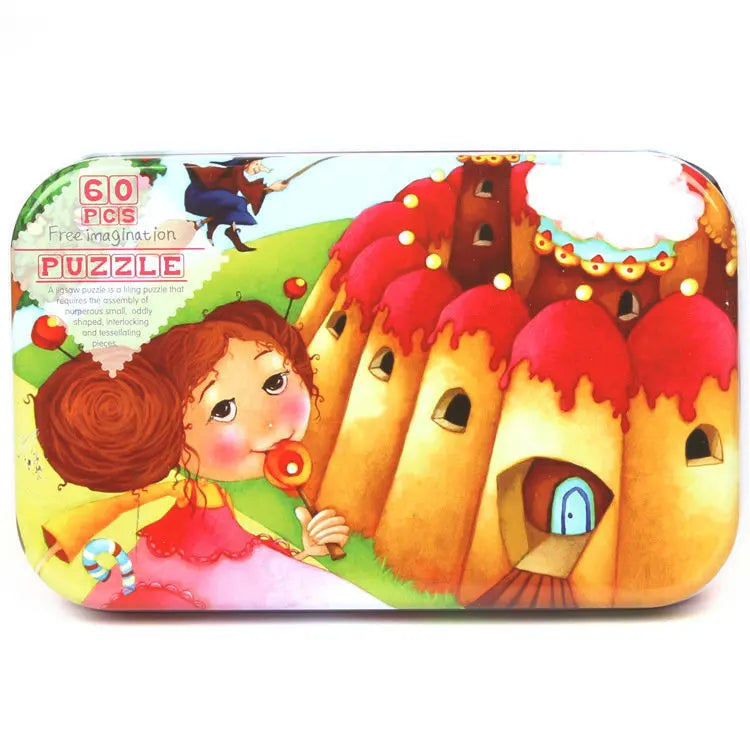 HKM-303059 60-Piece Wooden Jigsaw Puzzle Set Featuring Animal Cartoon Characters for Early Education