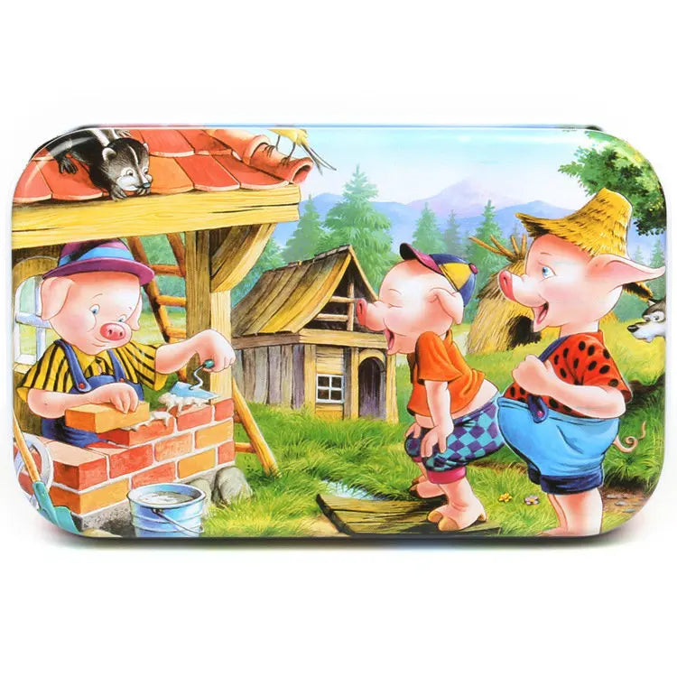 HKM-303059 60-Piece Wooden Jigsaw Puzzle Set Featuring Animal Cartoon Characters for Early Education