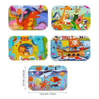 HKM-303059 60-Piece Wooden Jigsaw Puzzle Set Featuring Animal Cartoon Characters for Early Education