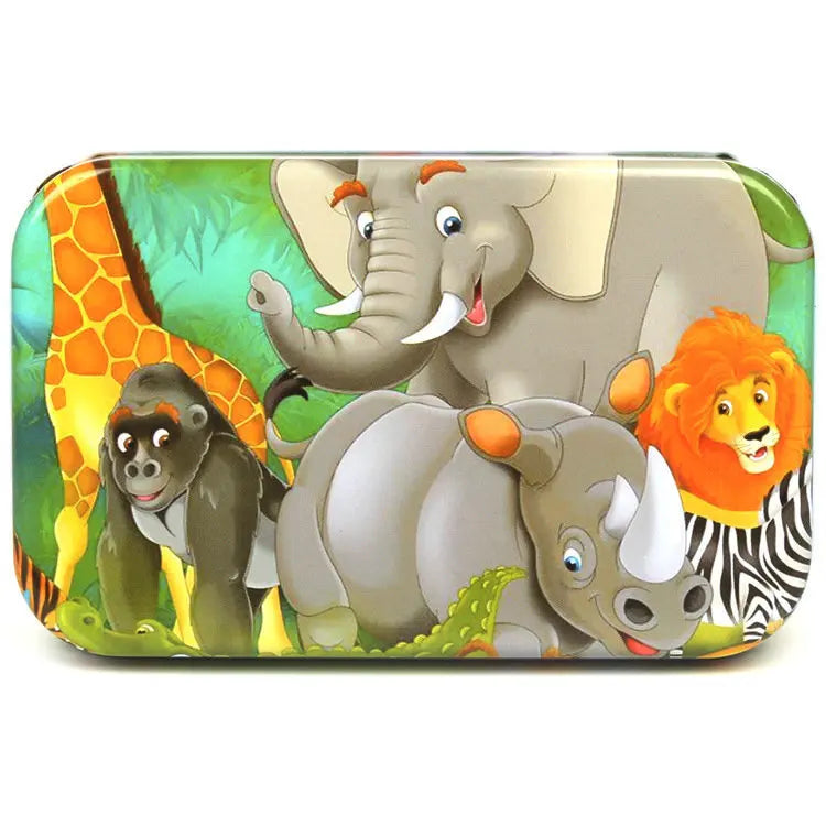 HKM-303059 60-Piece Wooden Jigsaw Puzzle Set Featuring Animal Cartoon Characters for Early Education