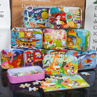 HKM-303059 60-Piece Wooden Jigsaw Puzzle Set Featuring Animal Cartoon Characters for Early Education