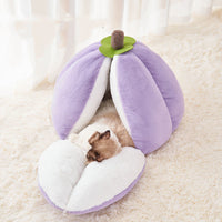 HKM-3031229 Cozy Cotton Cat Nest Bed with Semi-Closed Design in Purple, Available in Small and Large Sizes
