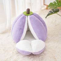 HKM-3031229 Cozy Cotton Cat Nest Bed with Semi-Closed Design in Purple, Available in Small and Large Sizes