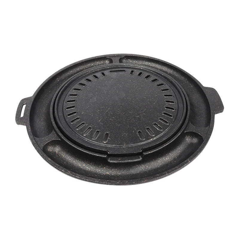 HKM-303123 Korean Style Die-Cast Aluminium Non-Stick Griddle Grill Pan for BBQ and Outdoor Cooking