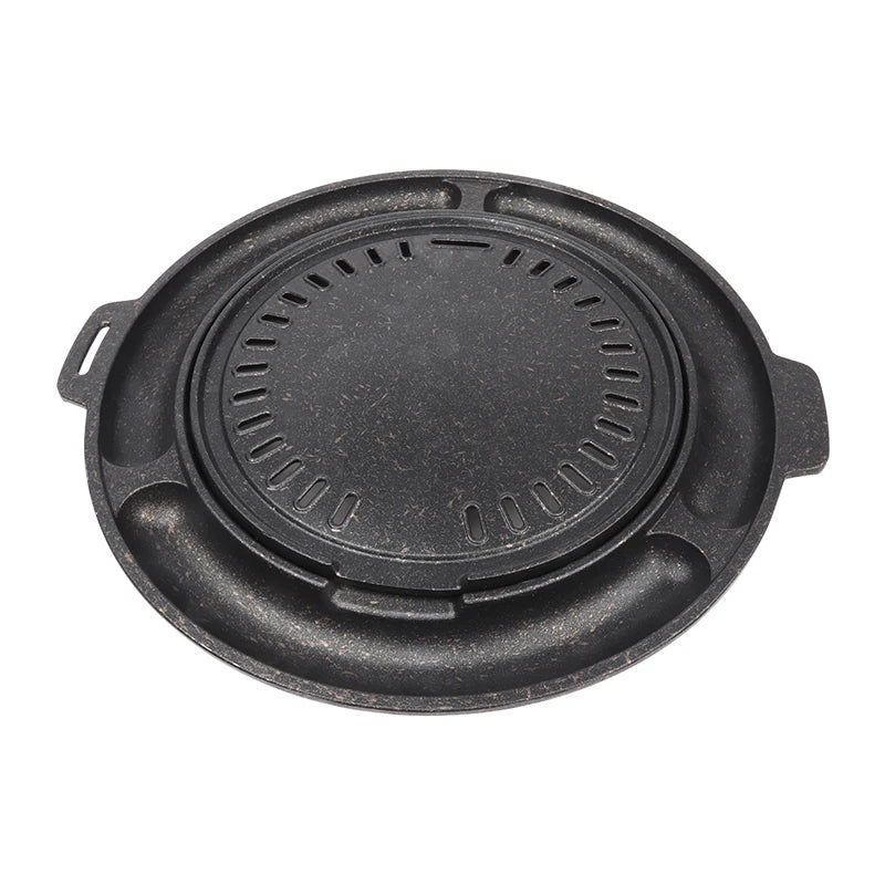 HKM-303123 Korean Style Die-Cast Aluminium Non-Stick Griddle Grill Pan for BBQ and Outdoor Cooking
