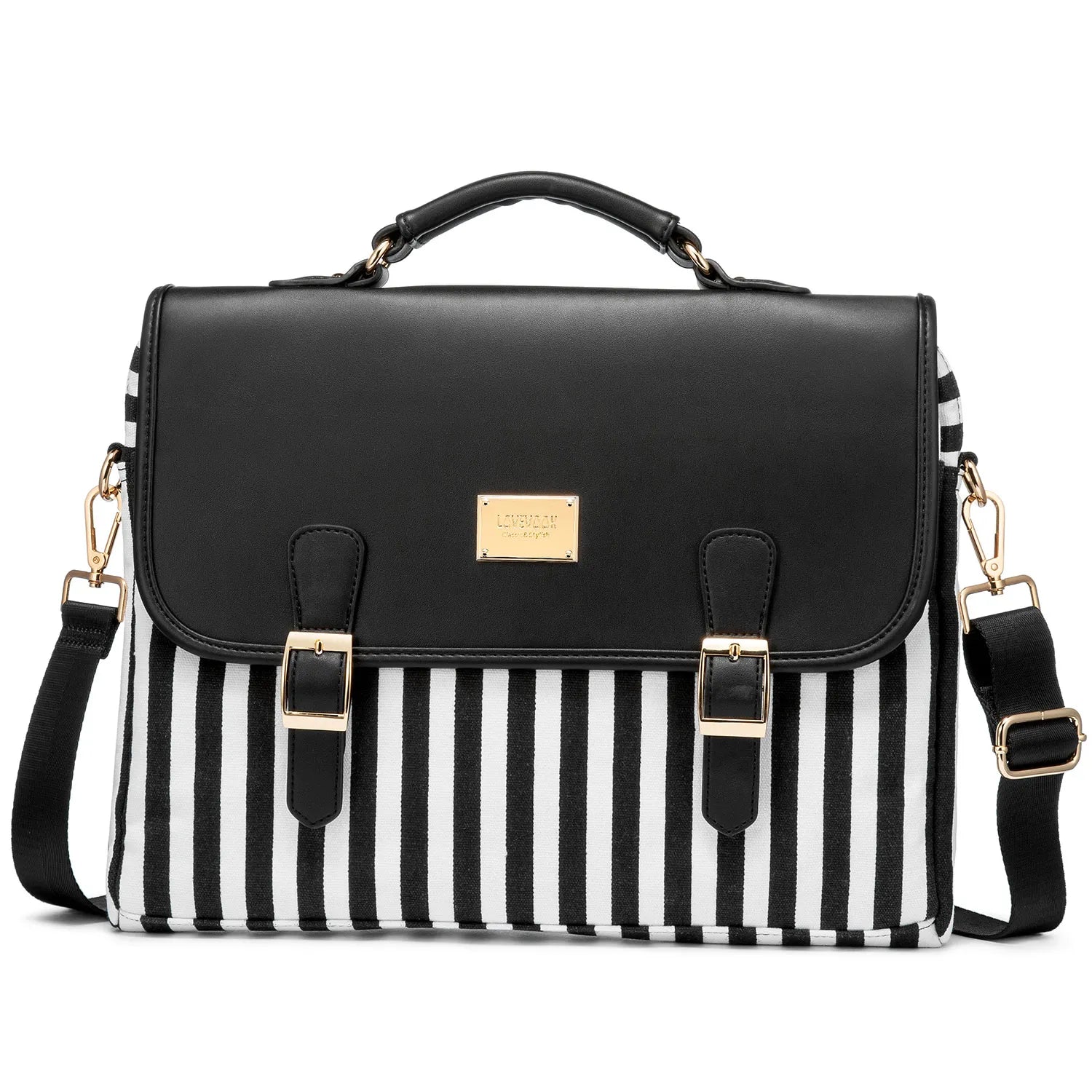 HKM-303315 Stylish 15.6 Inch Laptop Briefcase for Women - Spacious Canvas Shoulder Bag
