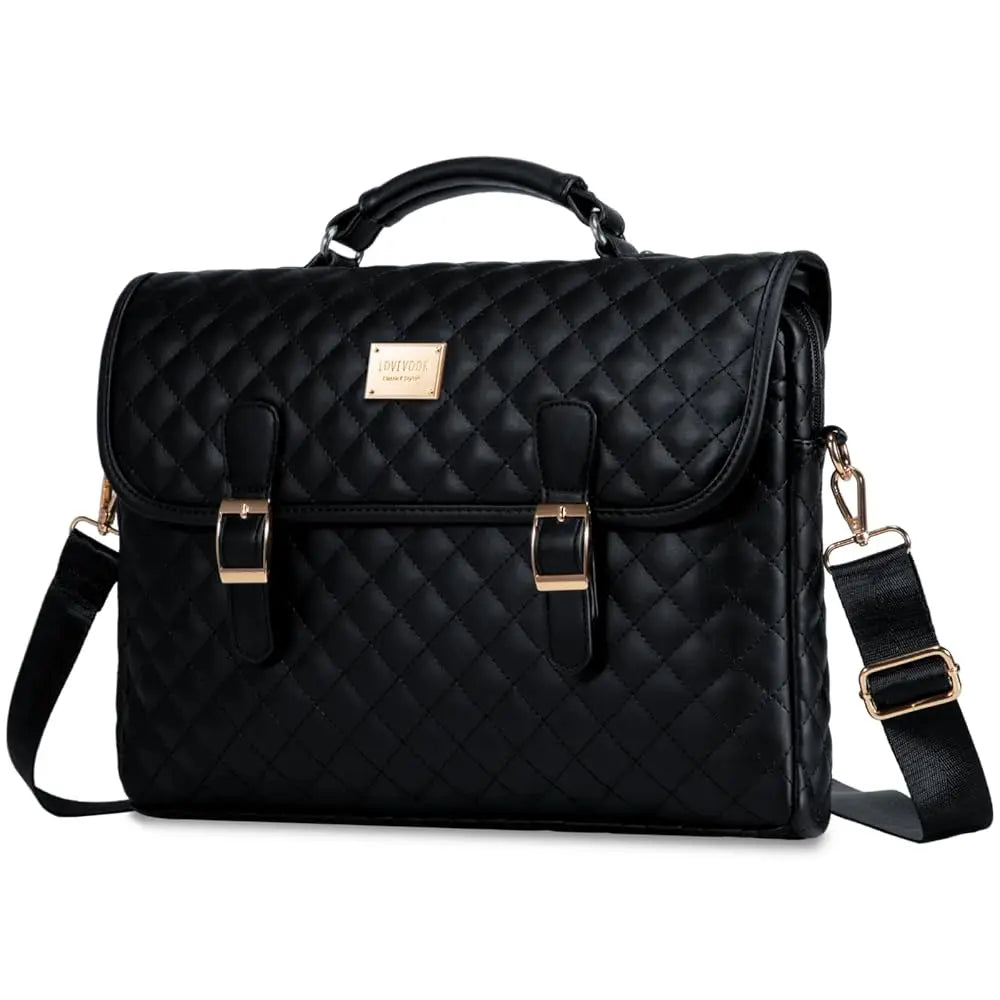 HKM-303315 Stylish 15.6 Inch Laptop Briefcase for Women - Spacious Canvas Shoulder Bag