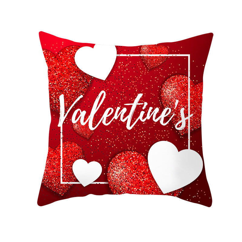 HKM-303315 Valentine's Day Heart Pattern Graphic Pillowcase - 45x45cm Polyester