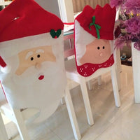 HKM-303379 Christmas Chair Cover Set with Free Cutlery Holder, Flannel Material for Holiday Decor