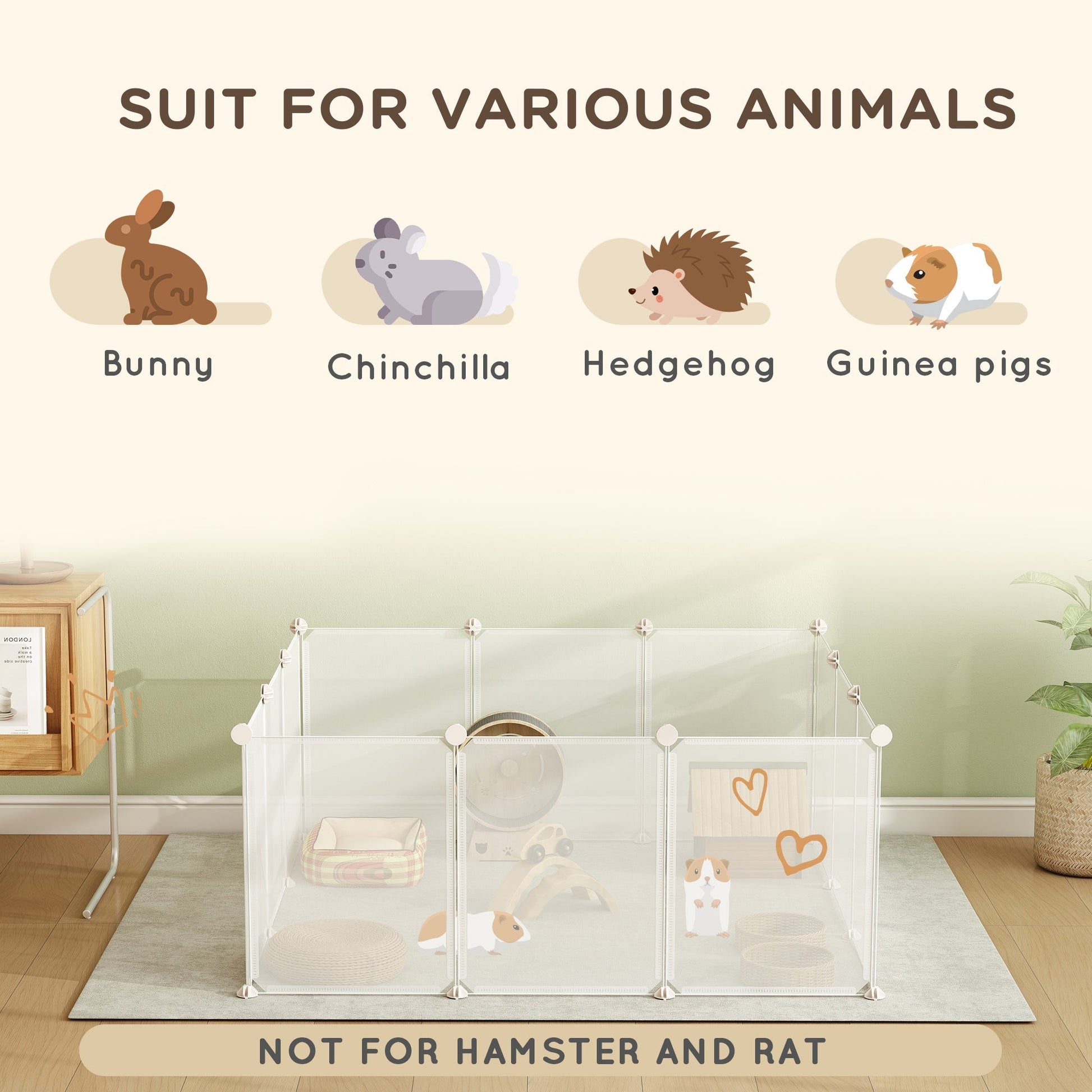 HKM-3034813 PawHut Adjustable Pet Playpen with Door for Small Animals, Multiple Configurations, Easy Assembly