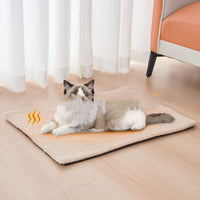HKM-3035197 Self-Heating Pet Bed Blanket in Dark Gray, Beige, or Milky White - Soft Berber Fleece, Available in Two Sizes