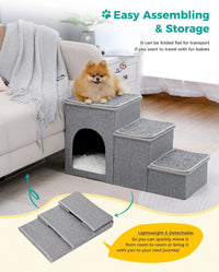 HKM-3035325 Foldable Pet Ladder for Dogs and Cats, Cloth Cat's Nest, 72x33x41cm, Available in Gray, Navy Blue, and Khaki