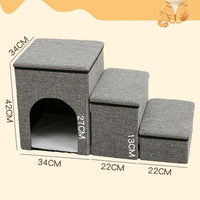 HKM-3035325 Foldable Pet Ladder for Dogs and Cats, Cloth Cat's Nest, 72x33x41cm, Available in Gray, Navy Blue, and Khaki