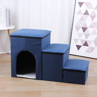 HKM-3035325 Foldable Pet Ladder for Dogs and Cats, Cloth Cat's Nest, 72x33x41cm, Available in Gray, Navy Blue, and Khaki