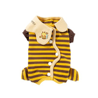 HKM-3035709 Cozy Dog and Cat Pajamas for Winter - Soft, Warm One-Piece Suits with Bee Design