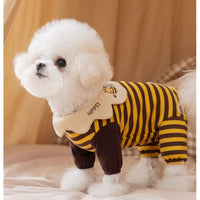 HKM-3035709 Cozy Dog and Cat Pajamas for Winter - Soft, Warm One-Piece Suits with Bee Design