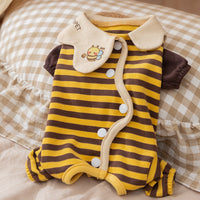 HKM-3035709 Cozy Dog and Cat Pajamas for Winter - Soft, Warm One-Piece Suits with Bee Design