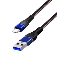 HKM-303635 Denim Braided Type-C Data Cable for Fast Charging, 1m Length, 2.4A Current