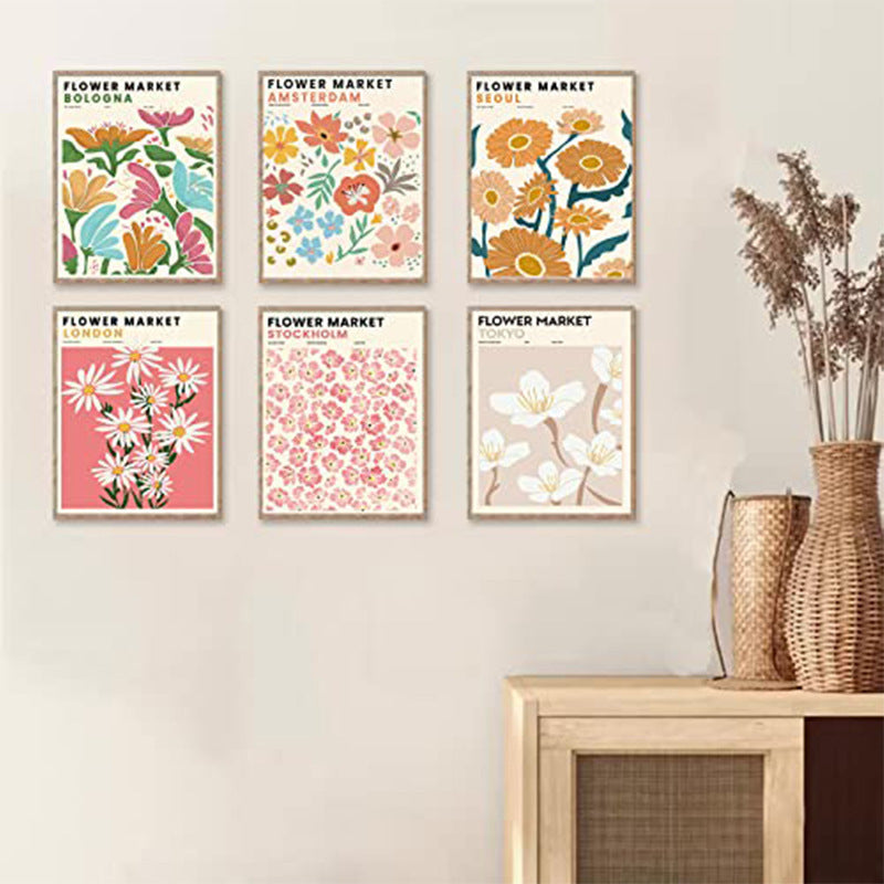 HKM-303763 Frameless Canvas Painting - Simple Plant Floral Wall Art Decor