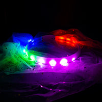 HKM-3038909 USB Rechargeable Anti-Lost Silicone Light-Up Dog Collar - Adjustable Size for Comfort