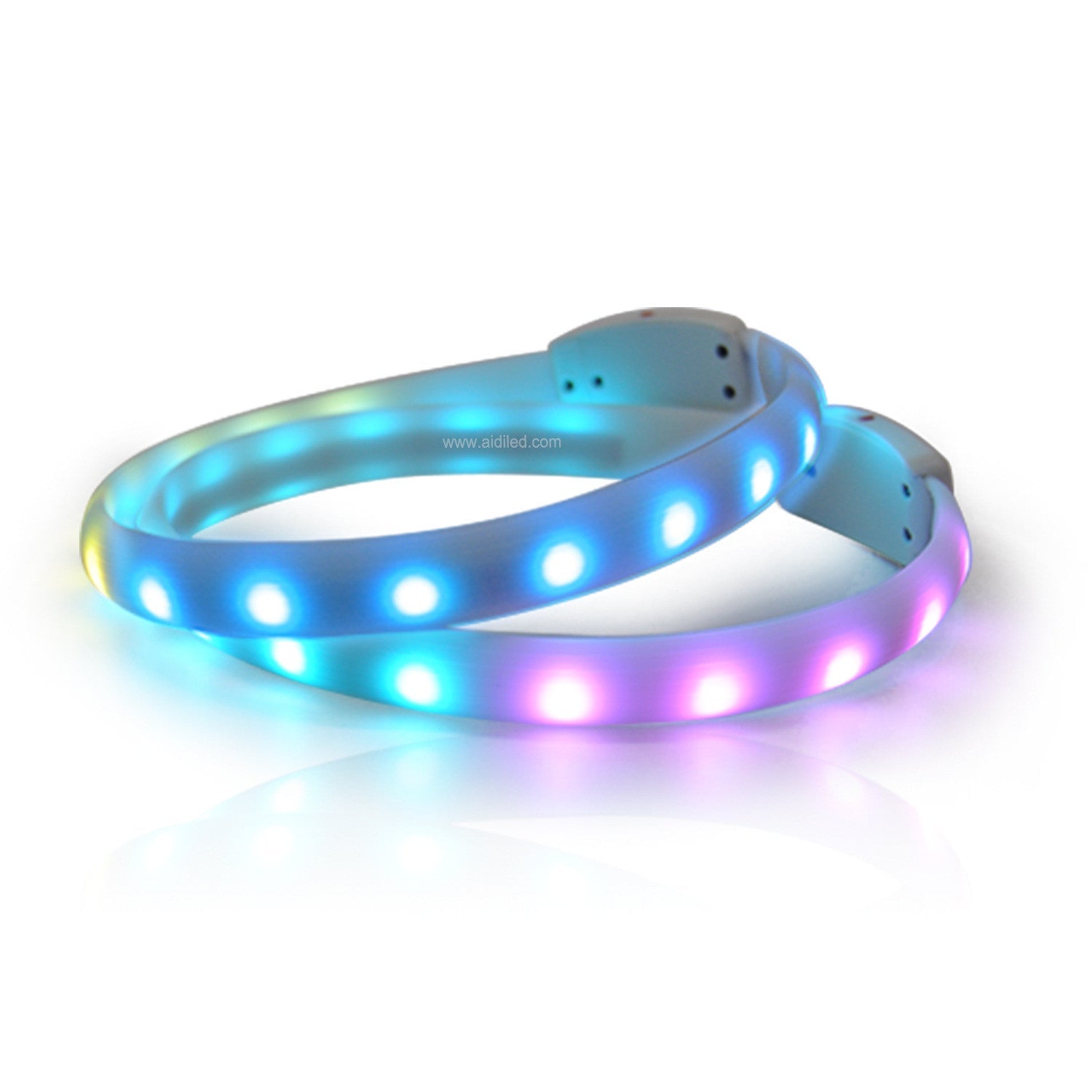 HKM-3038909 USB Rechargeable Anti-Lost Silicone Light-Up Dog Collar - Adjustable Size for Comfort