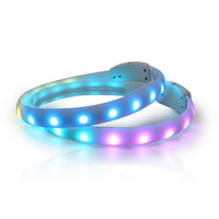 HKM-3038909 USB Rechargeable Anti-Lost Silicone Light-Up Dog Collar - Adjustable Size for Comfort