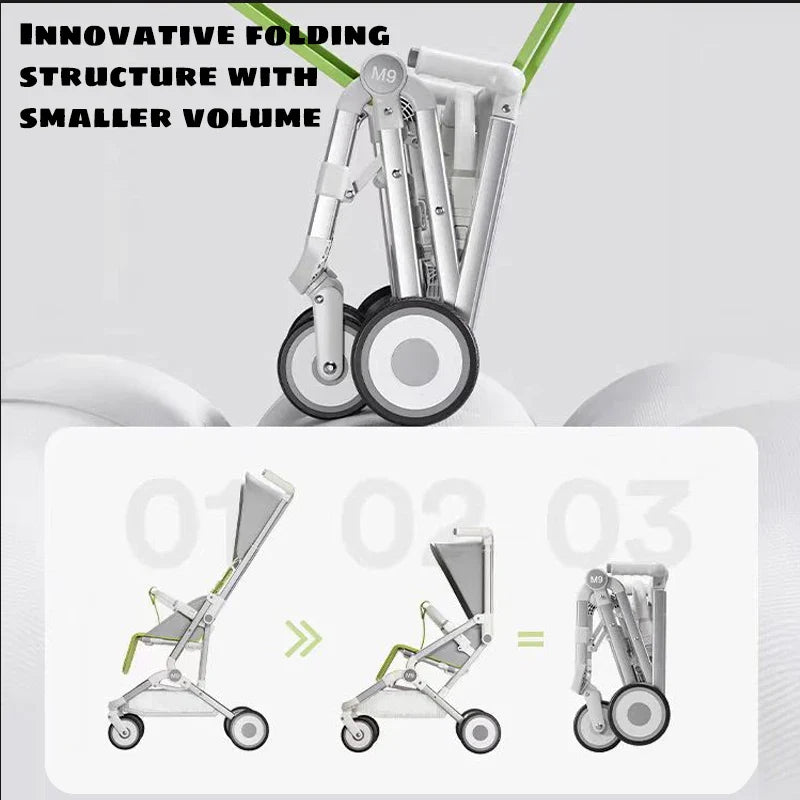 HKM-303955 Lightweight Folding Travel Baby Stroller with Detachable Canopy and Breathable Backrest