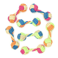 HKM-303955 Small Multicolor Cotton Rope Dumbbell Toy for Dogs - 17cm Long