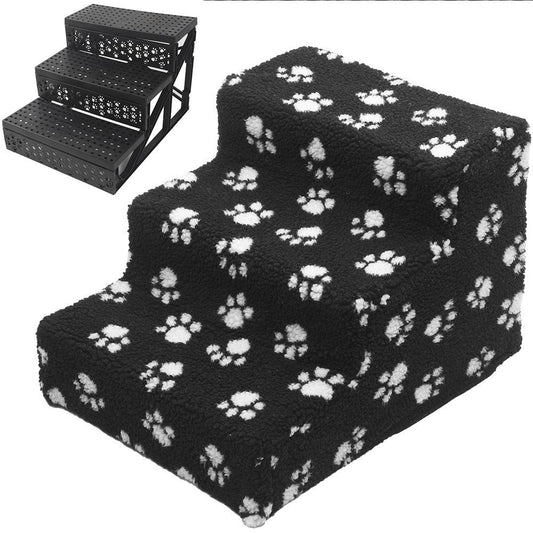 HKM-3040189 Pet Climbing Ladder with Plush Cover for Easy Access to Sofas and Beds, Supports Up to 70 lbs