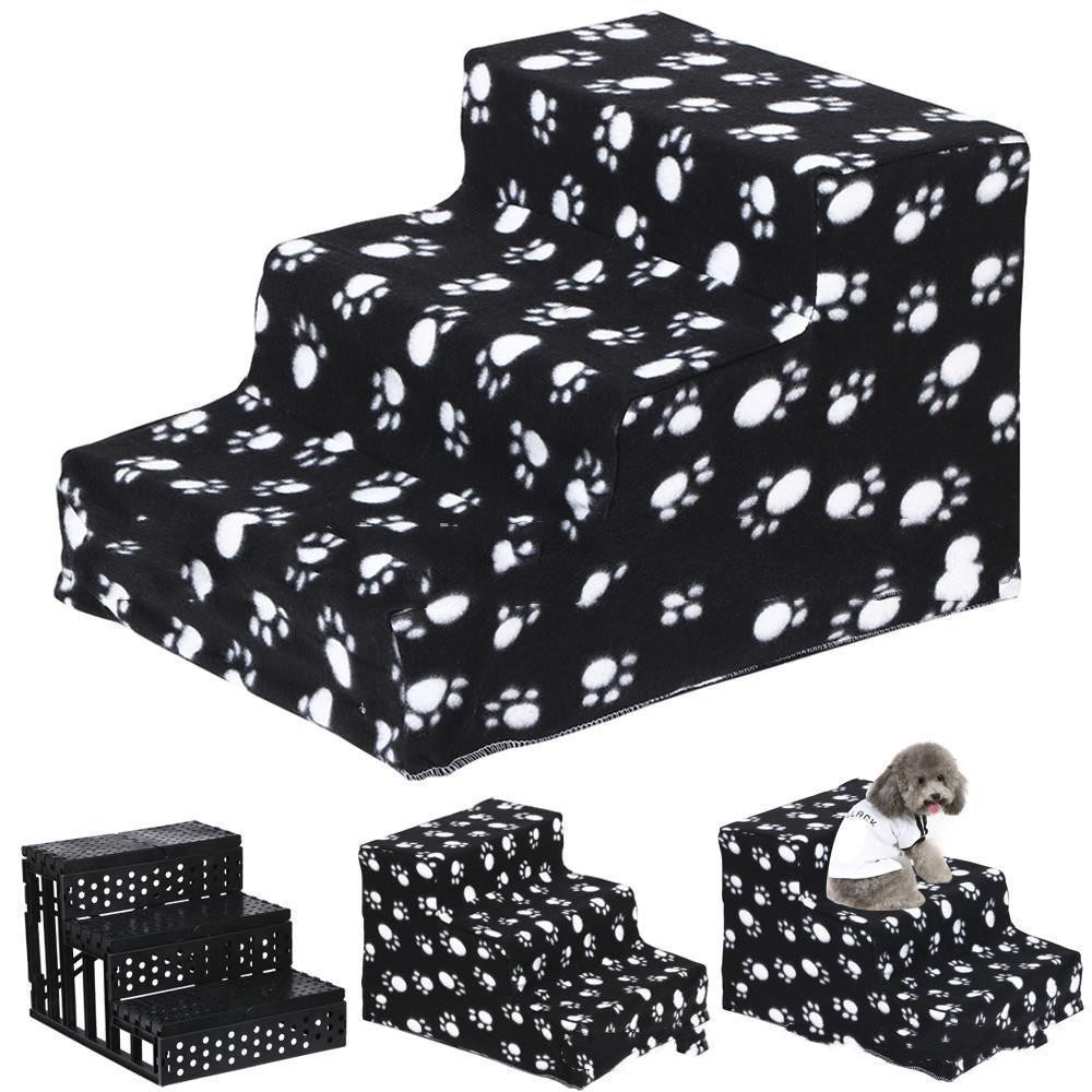 HKM-3040189 Pet Climbing Ladder with Plush Cover for Easy Access to Sofas and Beds, Supports Up to 70 lbs