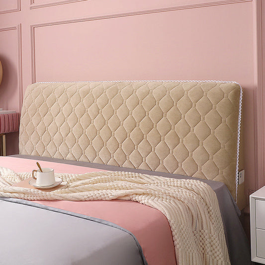 HKM-304083 Flannel Bed Headboard Cover - Soft, Dust-Proof Curved Backrest Protector in Luxury Plaid Style