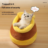 HKM-3040957 Cozy Honey Pot Cat Nest ¨C Warm Cloth Cat Bed for Comfortable Resting