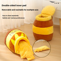 HKM-3040957 Cozy Honey Pot Cat Nest ¨C Warm Cloth Cat Bed for Comfortable Resting