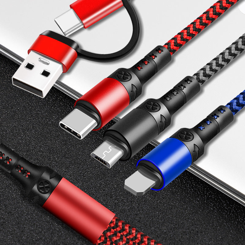 HKM-304147 Five-in-One Fast Charging Braided Data Cable - 1.2m Type C with 3A Current for Mobile Devices