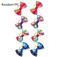 HKM-3041725 Plaid Bow Pet Head Flower Accessory for Stylish Decoration