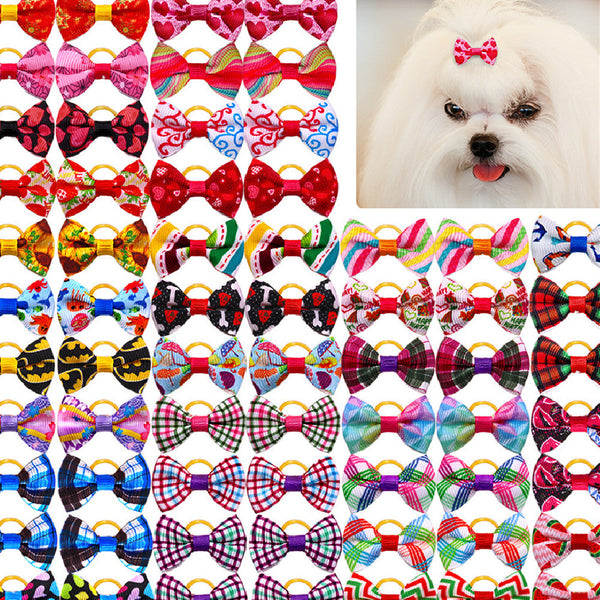 HKM-3041725 Plaid Bow Pet Head Flower Accessory for Stylish Decoration