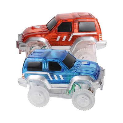 HKM-304211 Magnetic Tile Car Racing Track Set for Kids - Electric Toy Cars Included