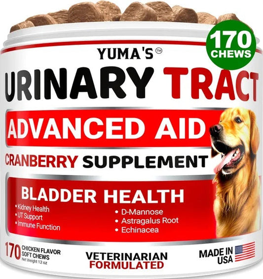 HKM-3042749 Cranberry Chews for Dogs - Natural UTI Support & Bladder Health - 170 Treats