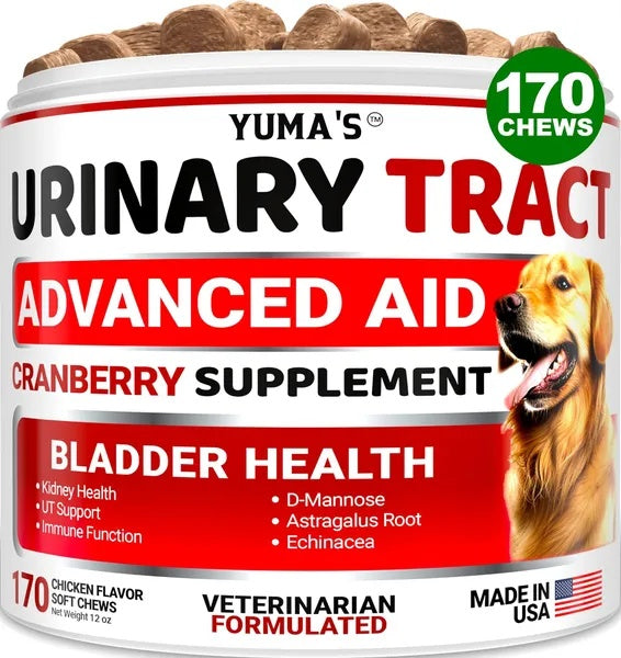 HKM-3042749 Cranberry Chews for Dogs - Natural UTI Support & Bladder Health - 170 Treats