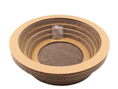 HKM-3042877 S-Shaped Cat Scratcher and Lounger with Catnip - Durable Corrugated Paper Mat for Healthy Claw Maintenance and Stress Relief