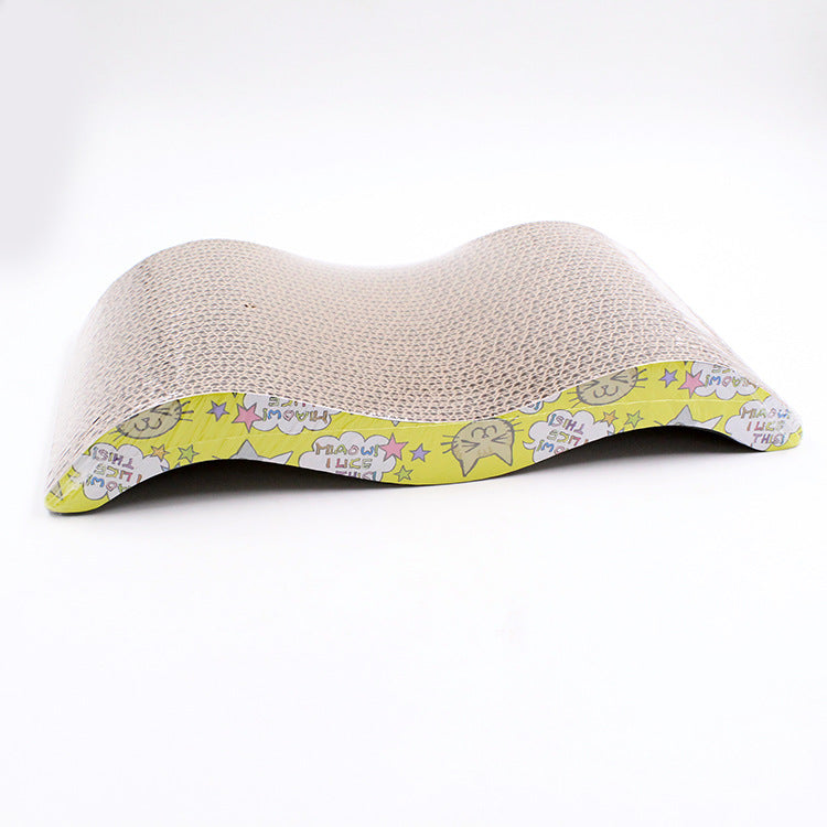 HKM-3042877 S-Shaped Cat Scratcher and Lounger with Catnip - Durable Corrugated Paper Mat for Healthy Claw Maintenance and Stress Relief
