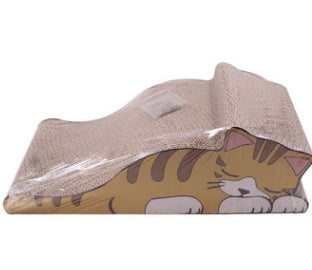 HKM-3042877 S-Shaped Cat Scratcher and Lounger with Catnip - Durable Corrugated Paper Mat for Healthy Claw Maintenance and Stress Relief