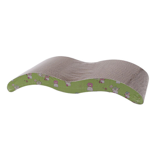 HKM-3042877 S-Shaped Cat Scratcher and Lounger with Catnip - Durable Corrugated Paper Mat for Healthy Claw Maintenance and Stress Relief