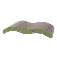 HKM-3042877 S-Shaped Cat Scratcher and Lounger with Catnip - Durable Corrugated Paper Mat for Healthy Claw Maintenance and Stress Relief