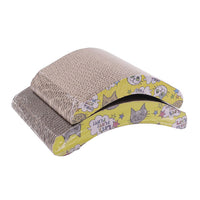 HKM-3042877 S-Shaped Cat Scratcher and Lounger with Catnip - Durable Corrugated Paper Mat for Healthy Claw Maintenance and Stress Relief