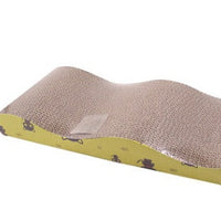 HKM-3042877 S-Shaped Cat Scratcher and Lounger with Catnip - Durable Corrugated Paper Mat for Healthy Claw Maintenance and Stress Relief